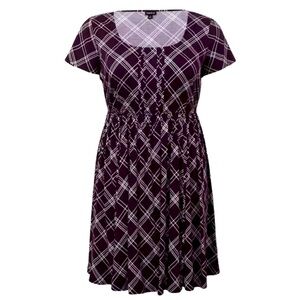 TORRID Mini Challis Skater Dress size 2 purple plaid EUC